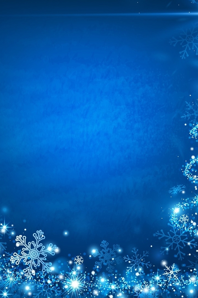 Картинка: Ёлочка, Новый год, синий фон, снежинки, звёздочки, мерцание, блики