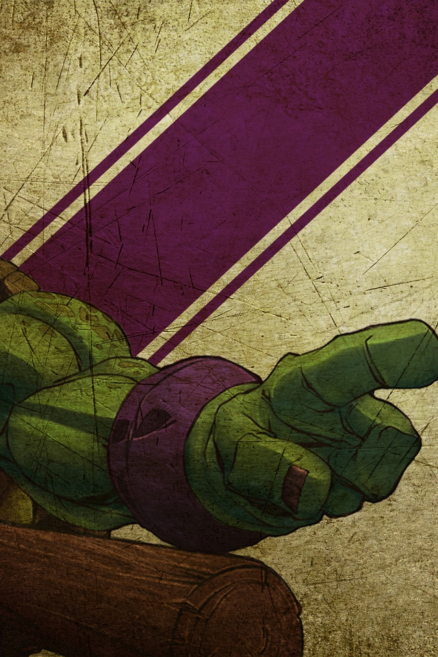 Image: Turtle, ninja, Donatello, stick, pole, gesture, evil, bandage, texture, line