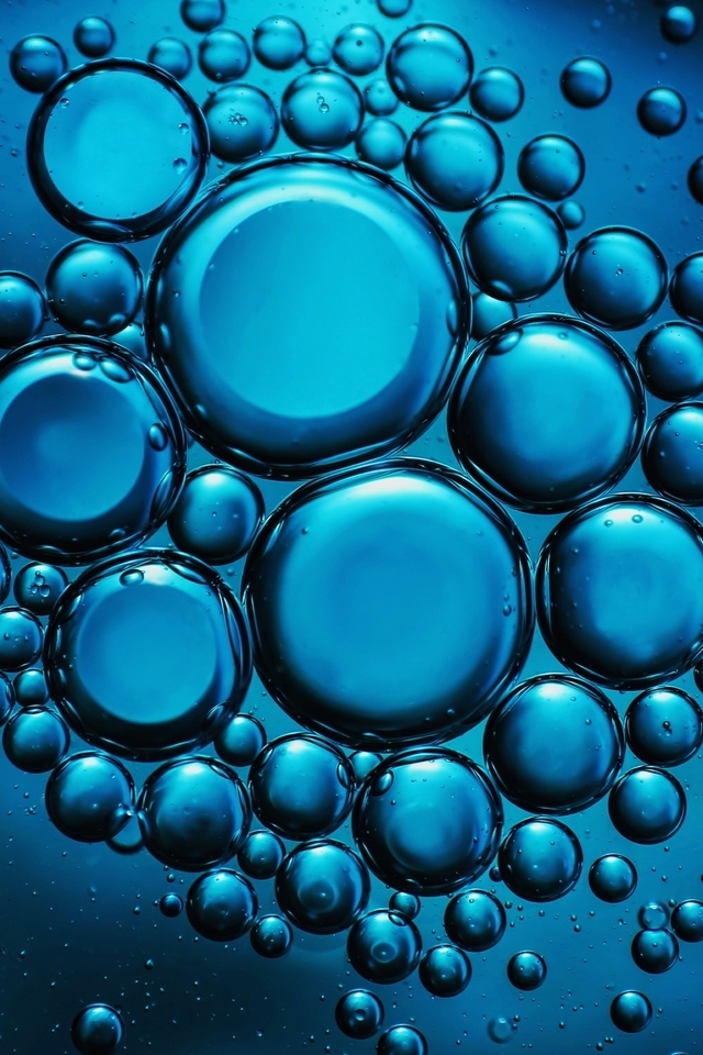 Картинка: Пузыри, капли, разные по размеру, вода