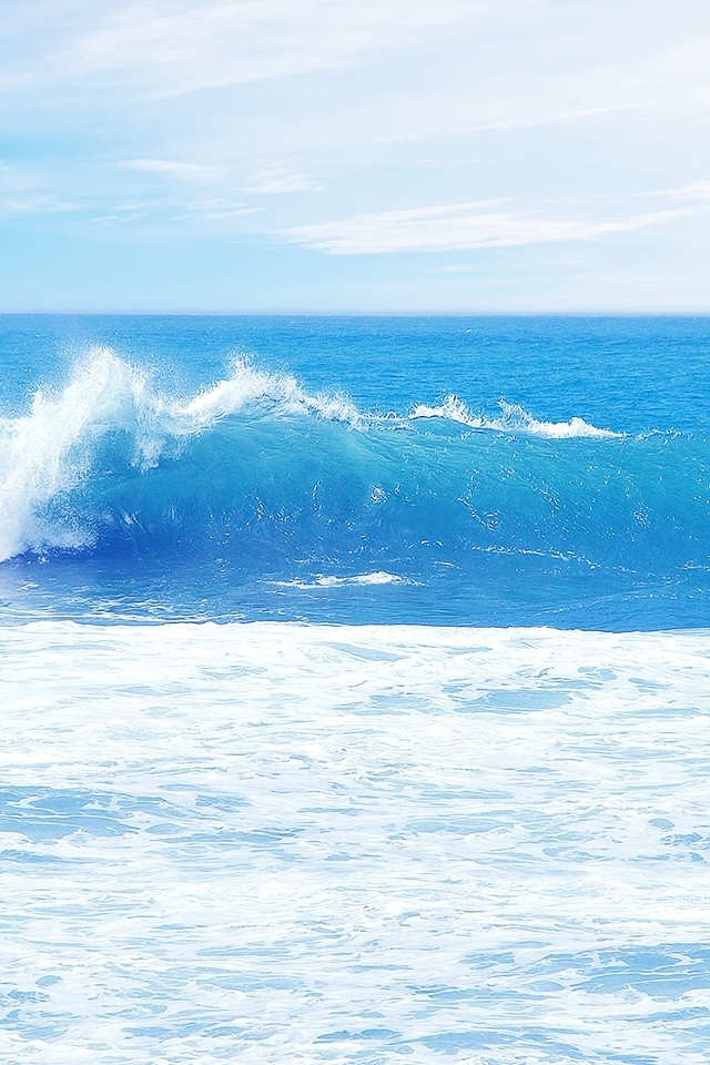 Image: Sea, blue, water, waves, foam, sky, horizon