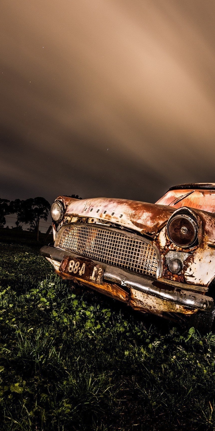Image: Car, old, rusty, nature, grass