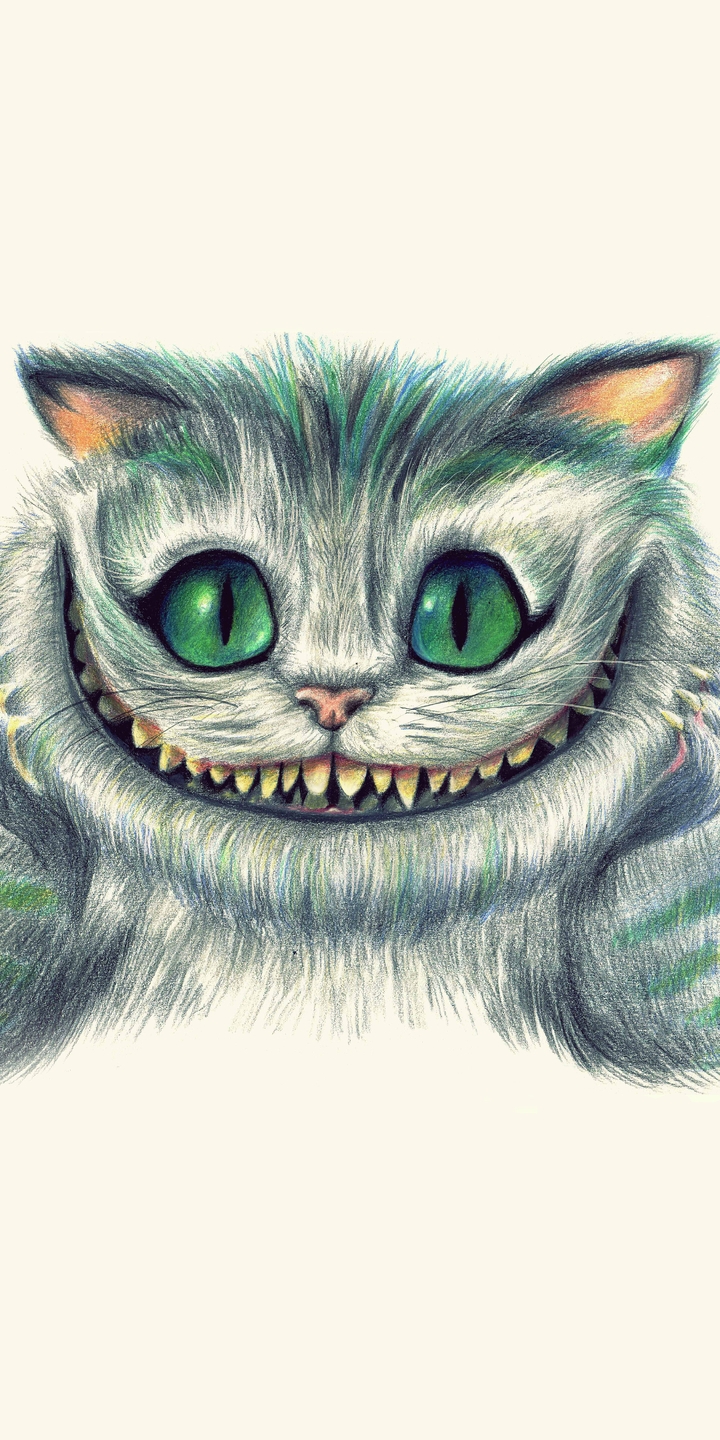 Картинка: Алиса в стране чудес, кот, Чешир, улыбка, зубы, глаза, светлый фон