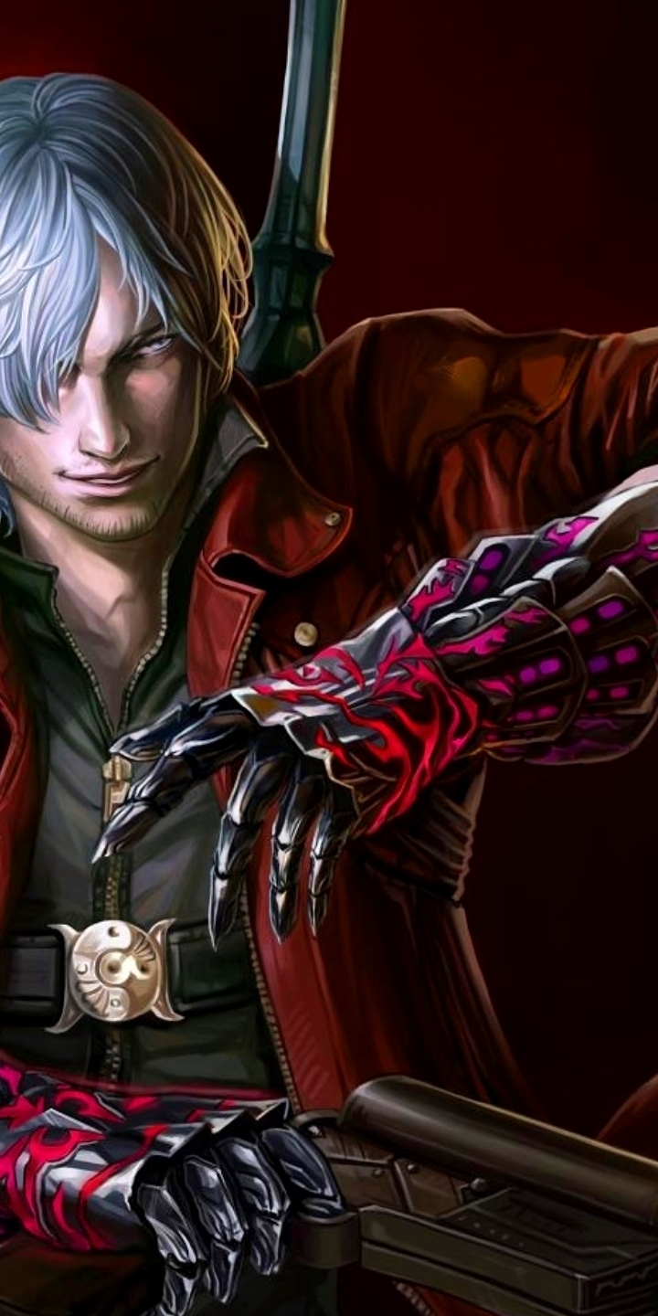Image: Dante, demon, weapon, sword, battle, gun, red, Devil May Cry