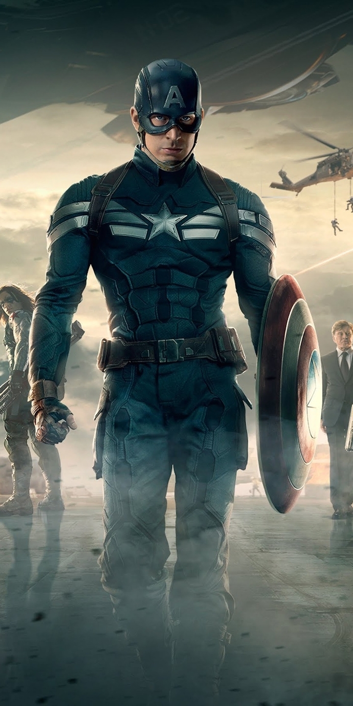 Картинка: Капитан Америка, Чёрная вдова, Ник Фьюри, Зимний солдат, Marvel, Первый Мститель: Другая война