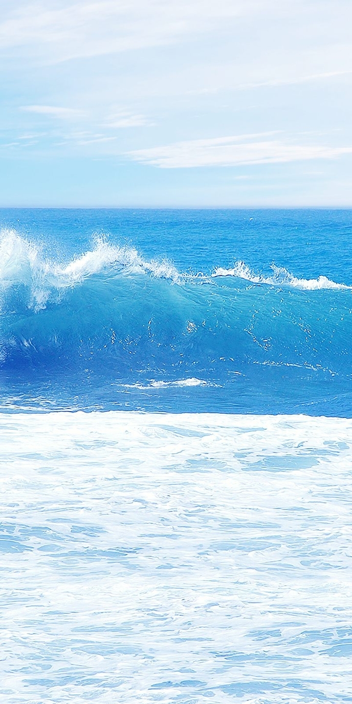 Image: Sea, blue, water, waves, foam, sky, horizon