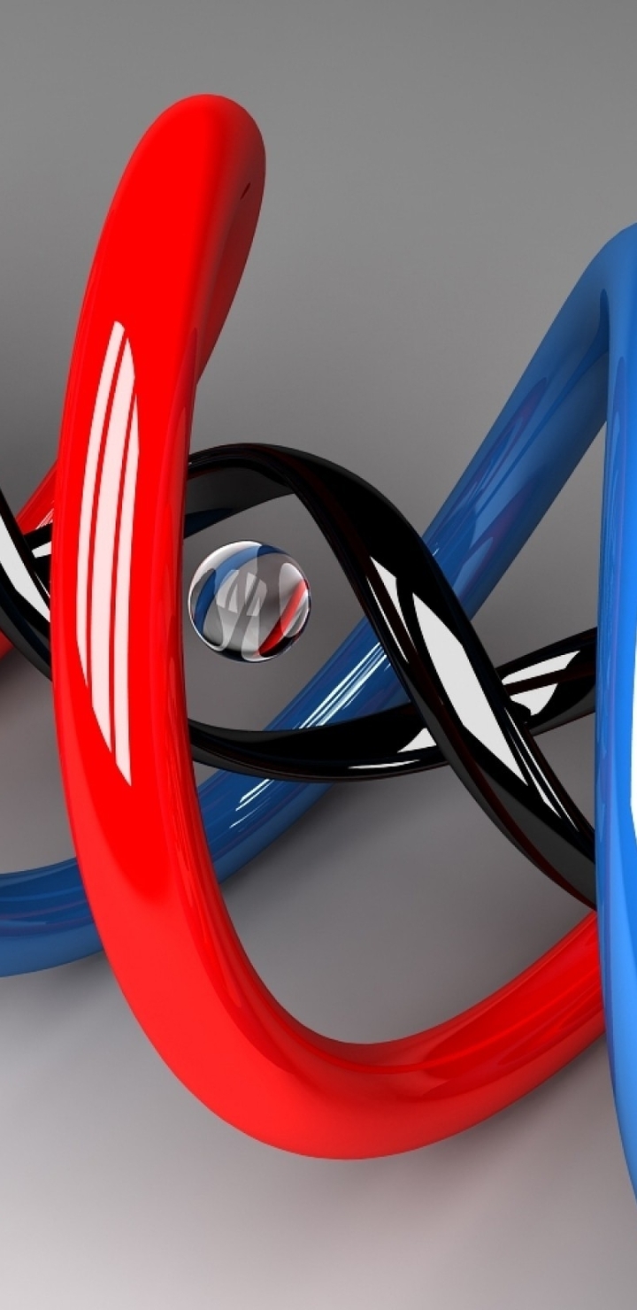 Image: Spiral, bright, color, blue, red, black, balls
