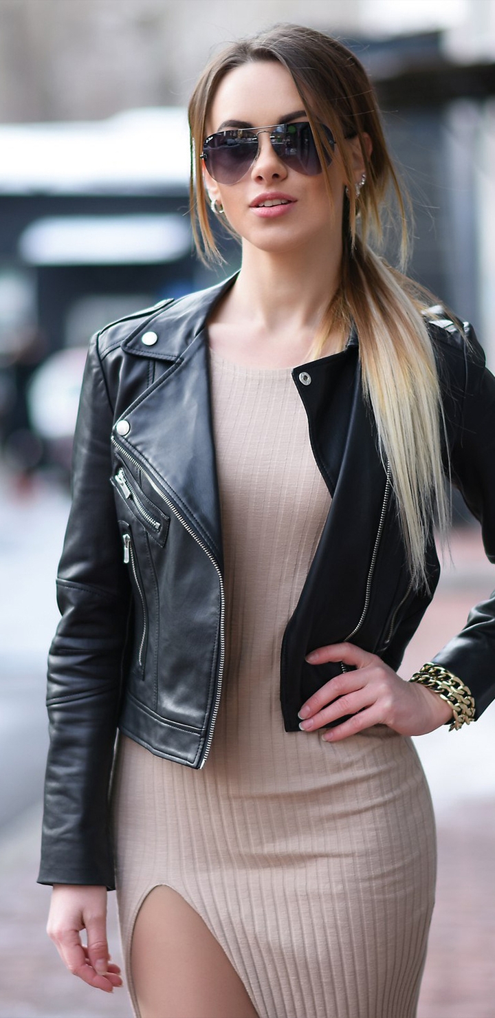 Image: Girl, style, street, jacket, glasses, blonde