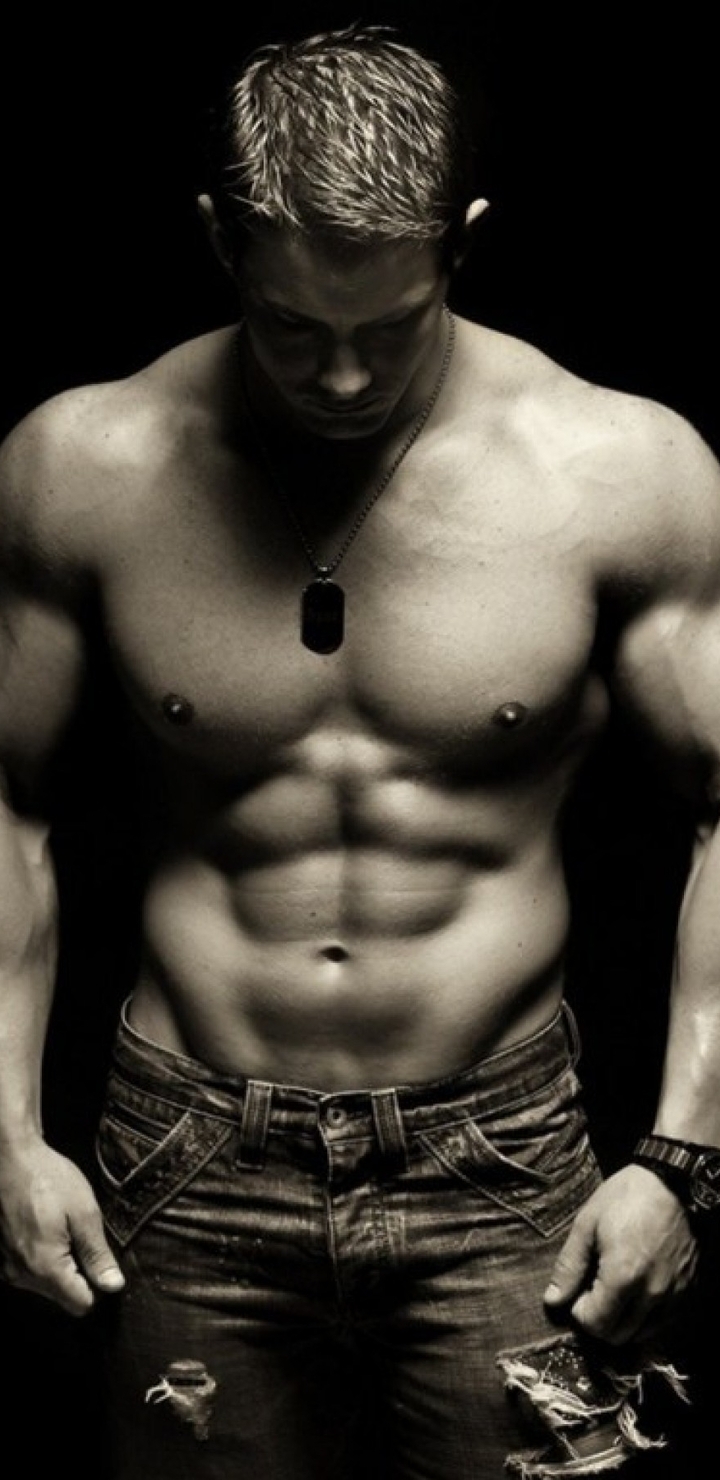 Image: Guy, muscle, press, body, jock, jeans, pendant, watch