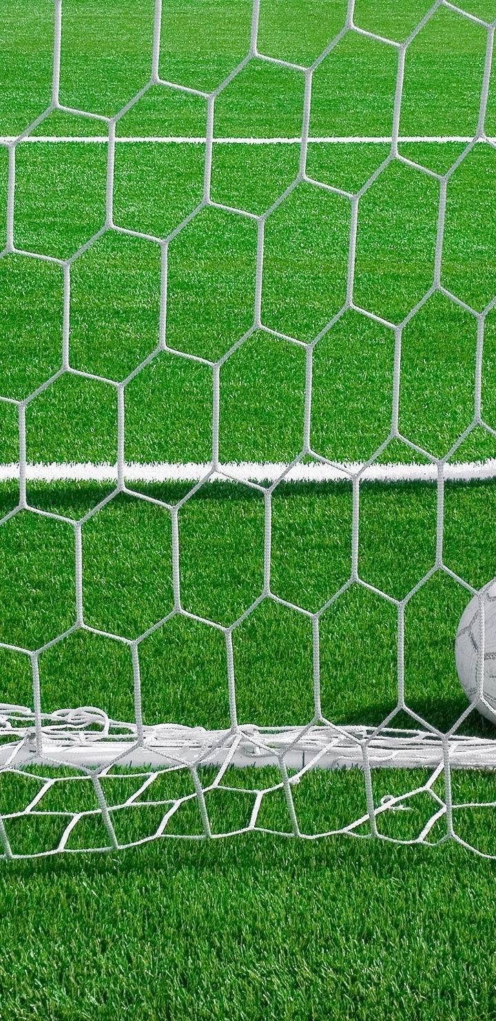 Картинка: Мяч, ворота, газон, трава, футбол