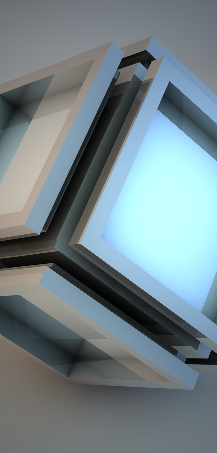 Картинка: Куб, окно, углы, серый тон