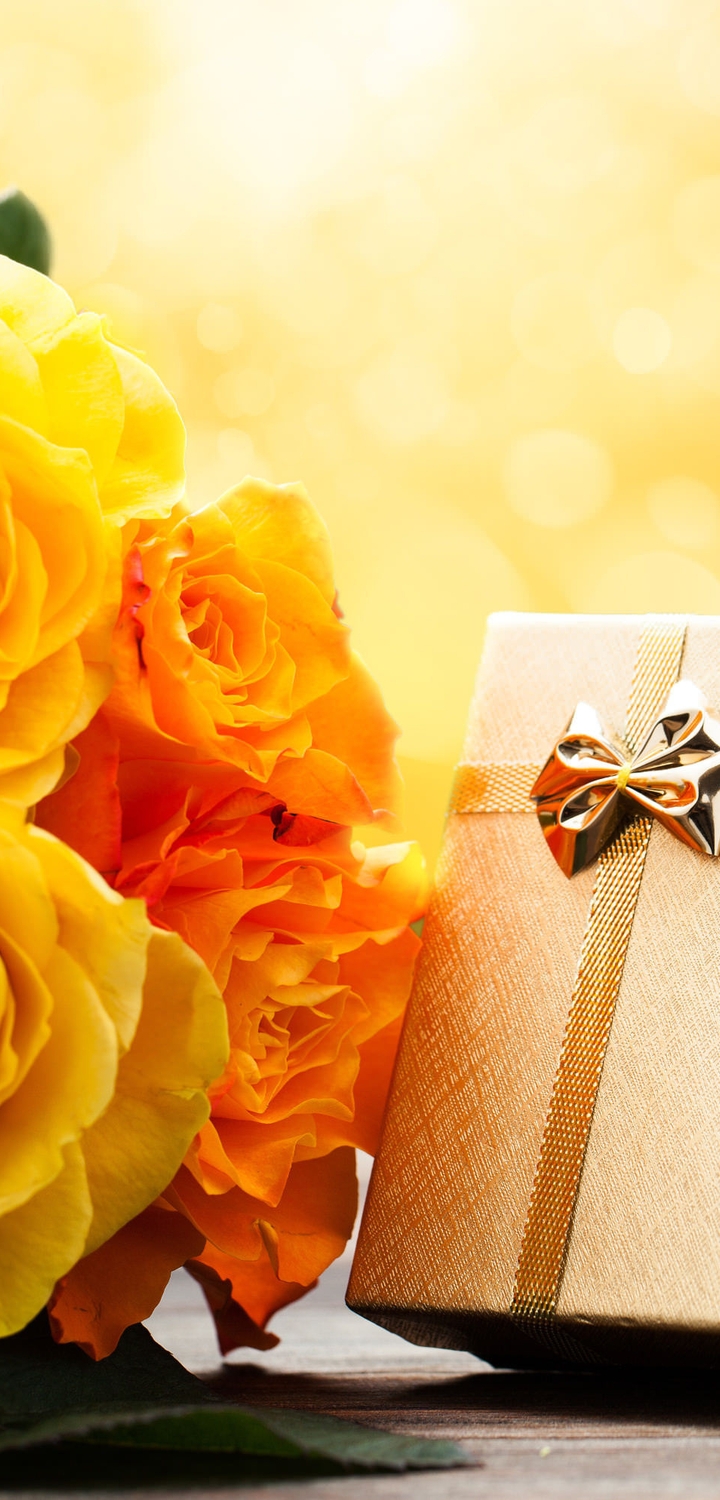 Image: Flowers, roses, bouquet, yellow, box, gift, attention