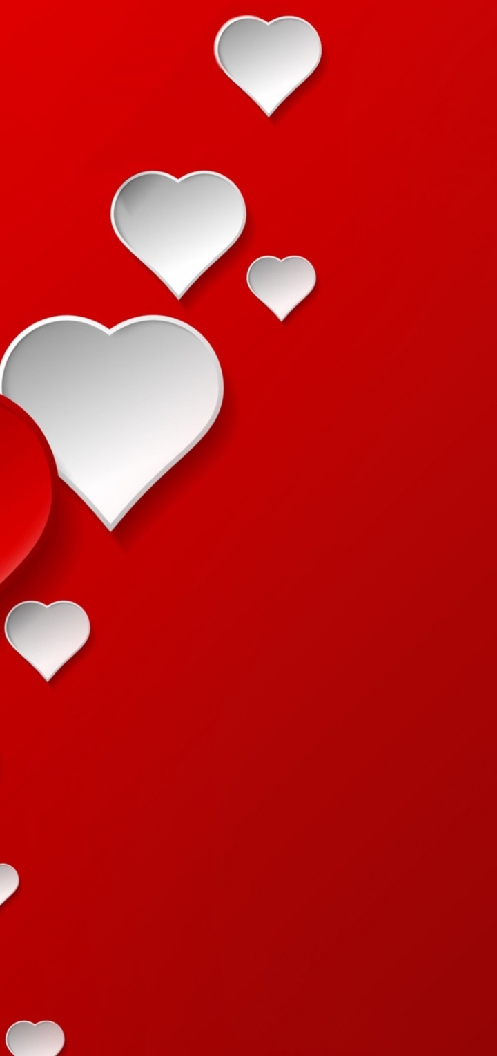Image: Hearts, red, white, red background, love