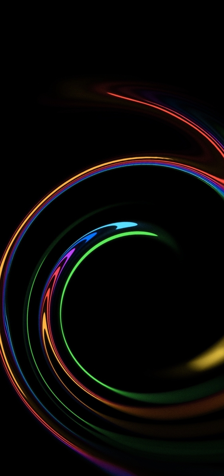 Image: Black background, lines, multi-colored, swirling, effect, spiral