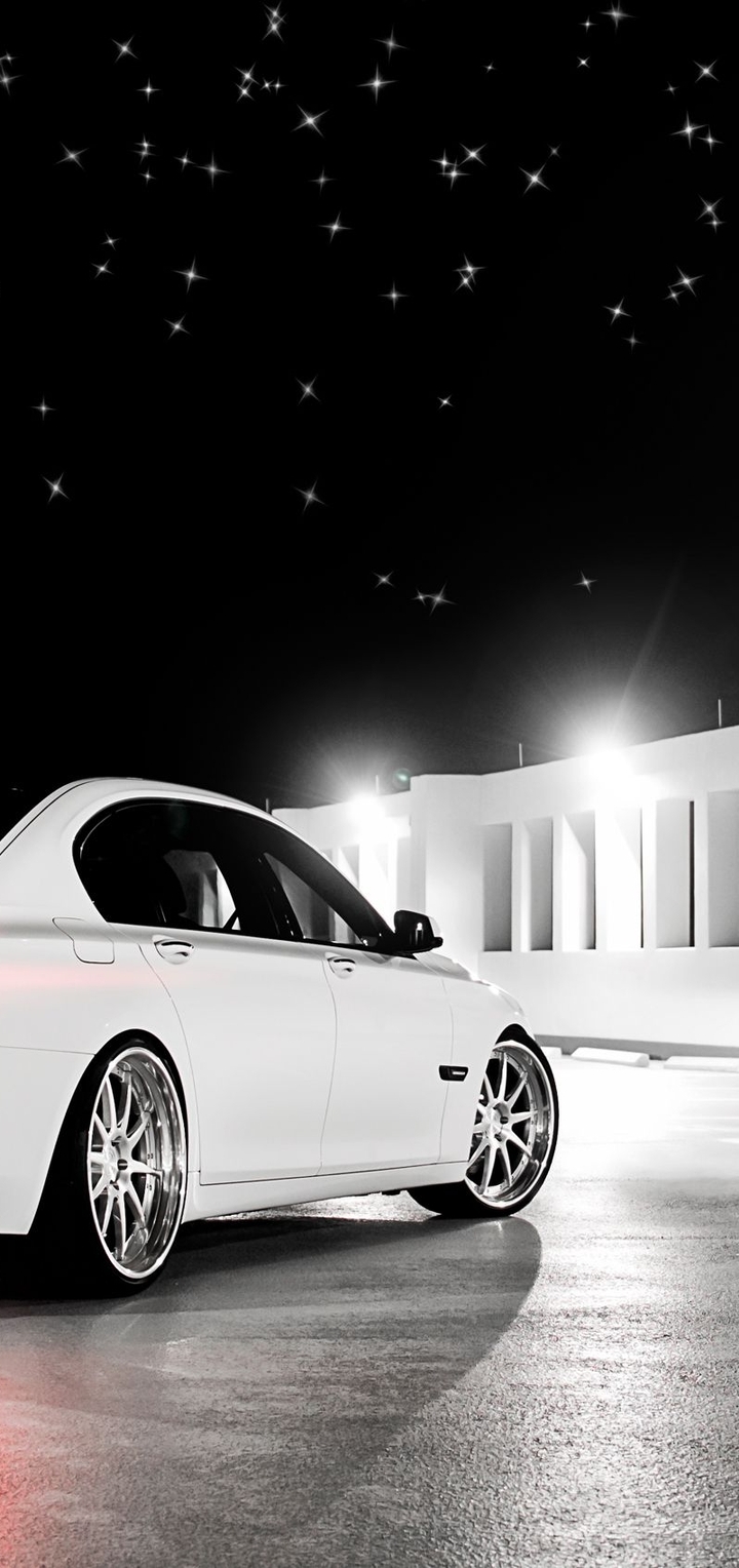 Image: 7 BMW, white, night, stars, light