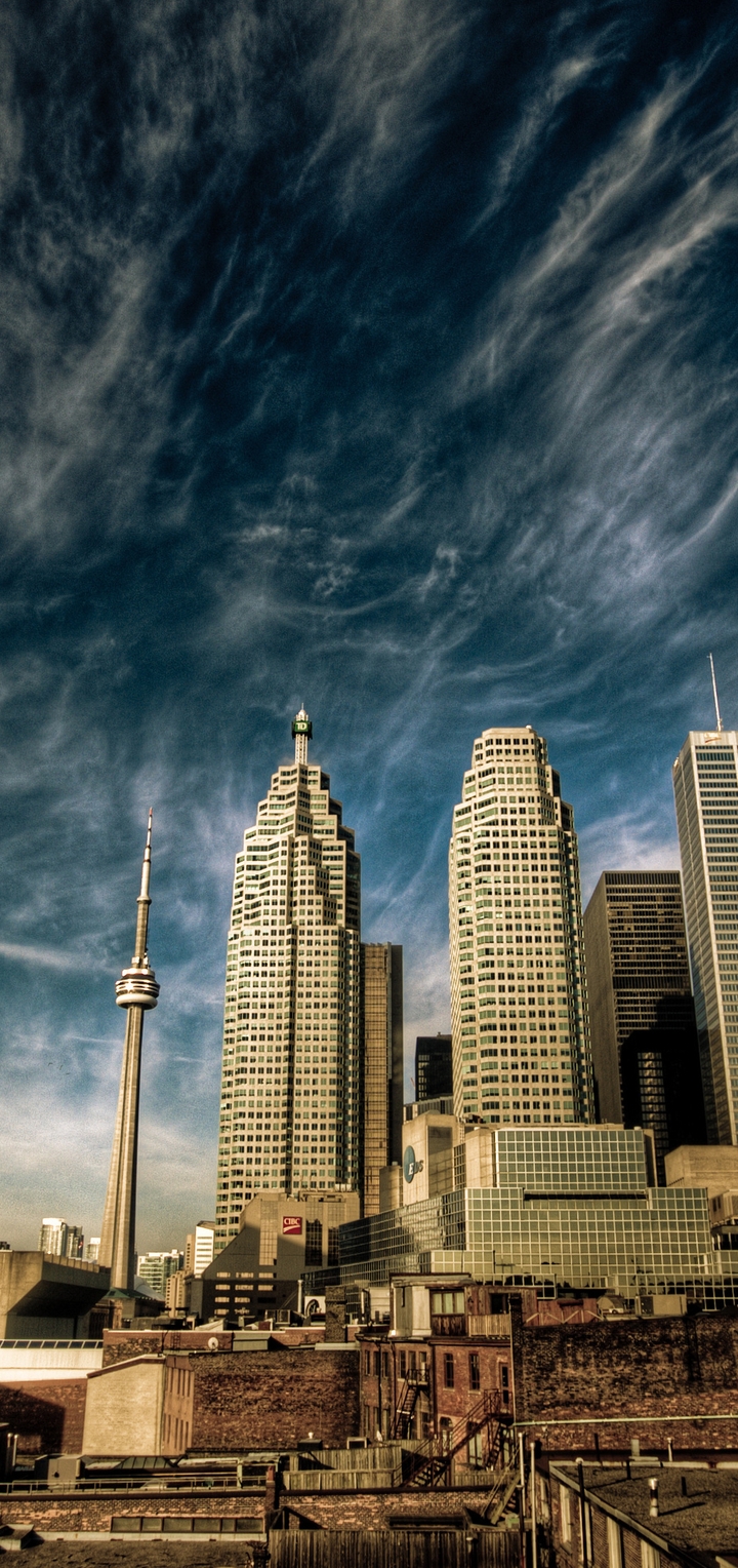 Картинка: Торонто, Канада, город, мегаполис, Си-Эн Тауэр, башня, здания, небоскрёбы, небо