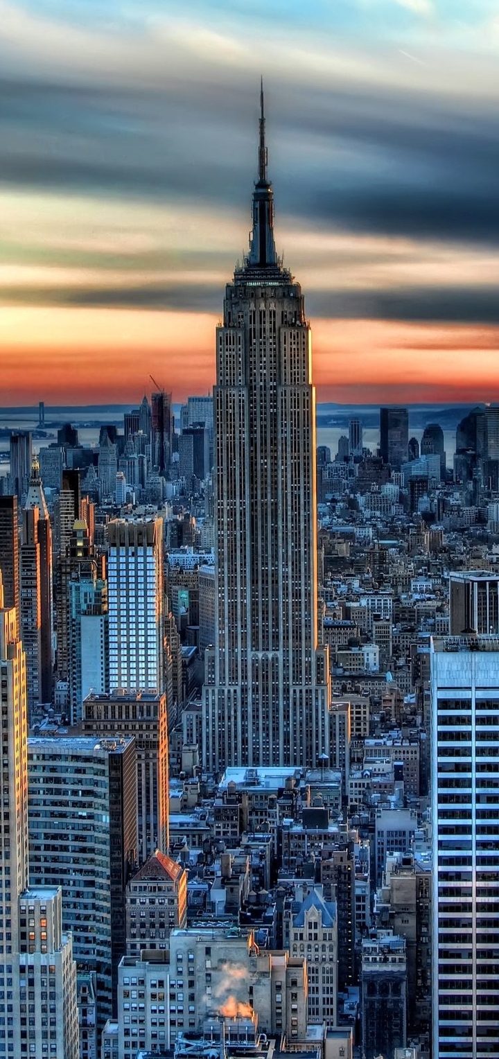 Картинка: New york city, Нью-Йорк, здания, небо, небоскрёбы, Эмпайр-стейт-билдинг, панорама, город