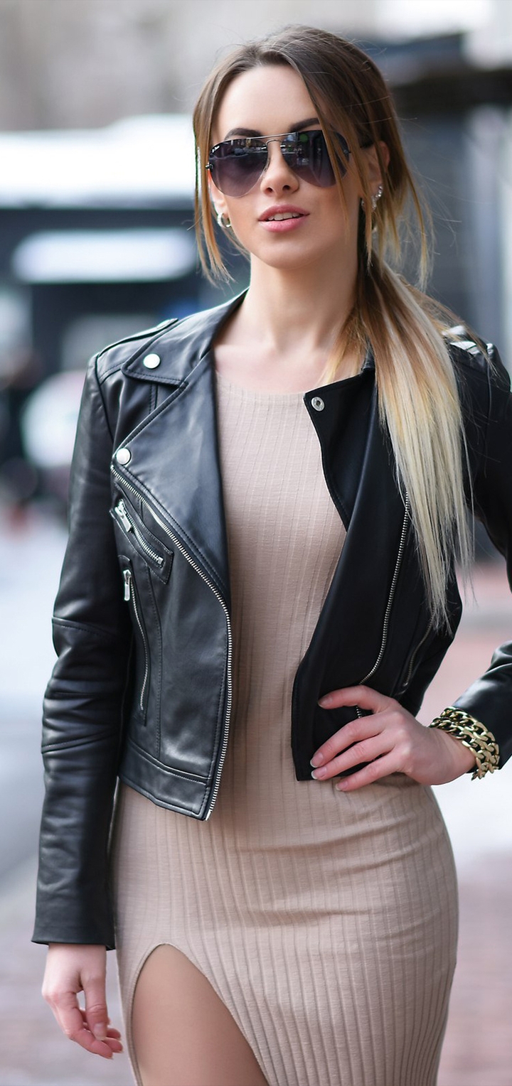 Image: Girl, style, street, jacket, glasses, blonde