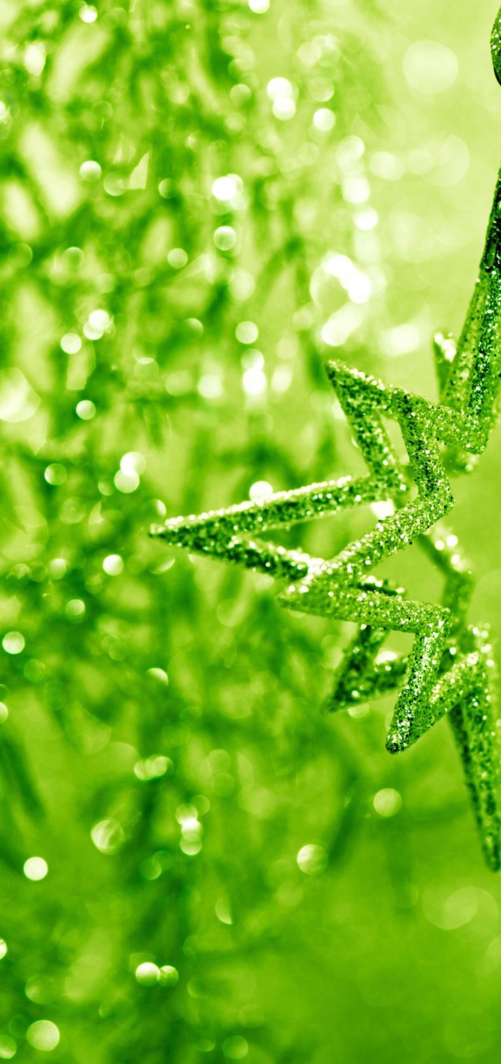 Картинка: Игрушка, снежинка, зелёная, блики, Новый год
