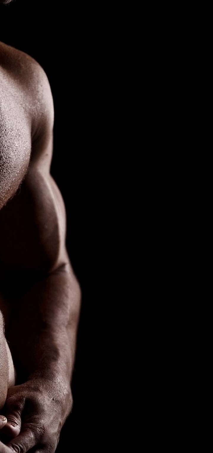 Image: Body, muscles, hands, power, press, male, dark background