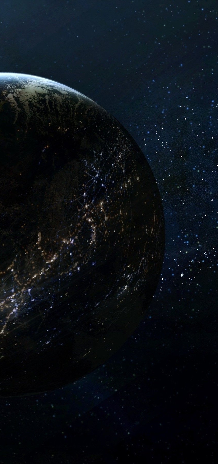 Image: Planet, Earth, satellite, Moon, space, light, lighting, lights, stars, milky way