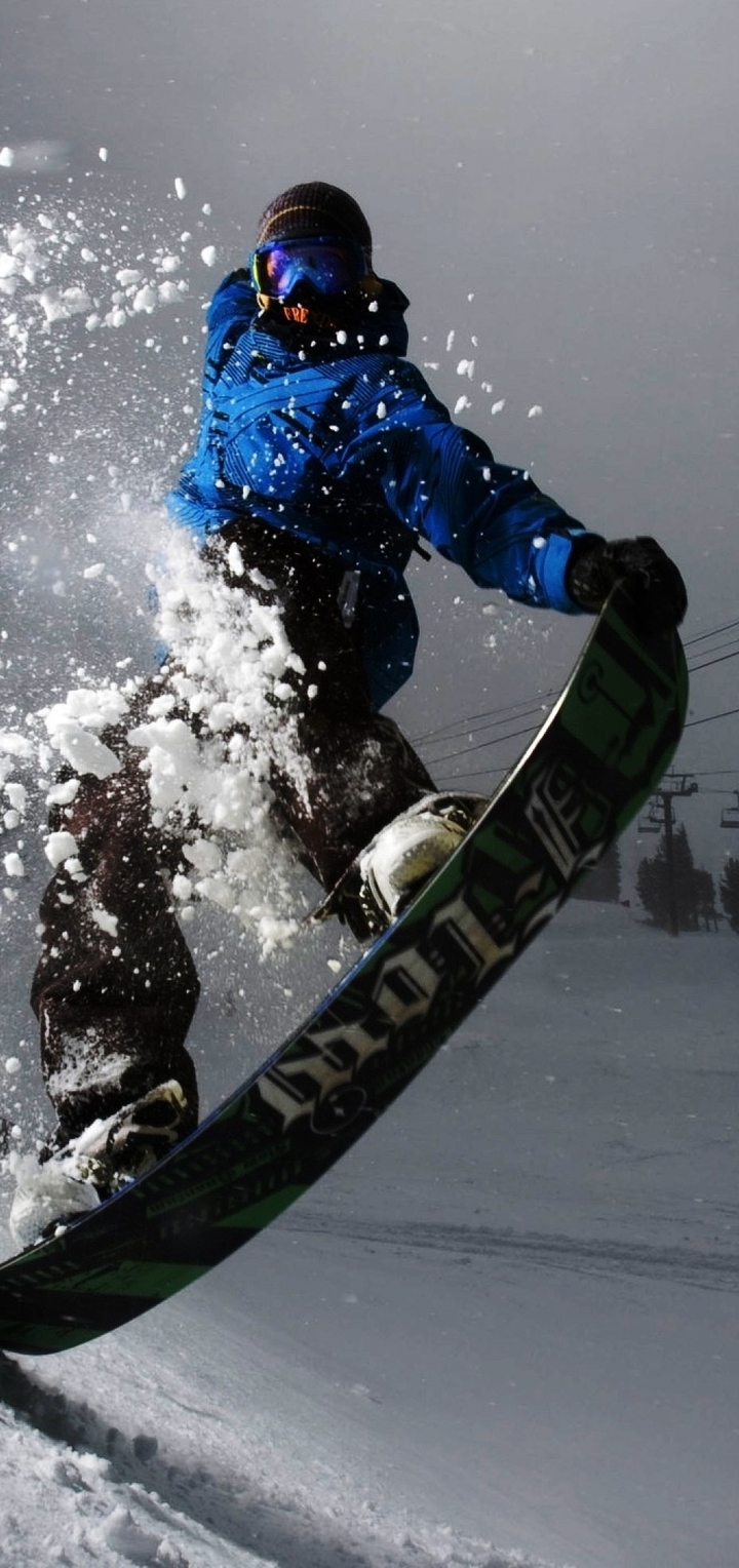Image: Snowboarder, stunt, winter, snow, lights