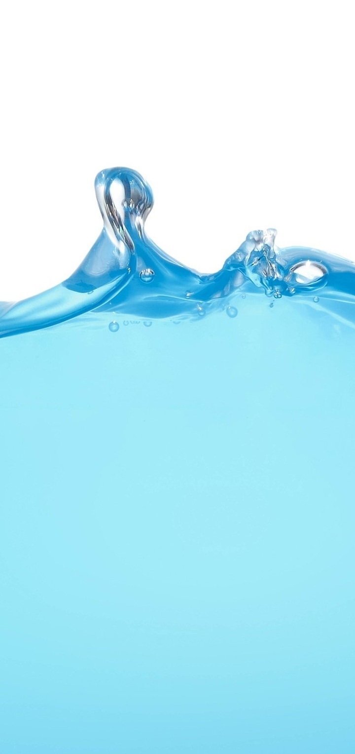 Картинка: Вода, голубая, капли, волны, пузырьки