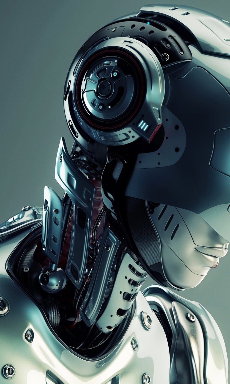 Image: Robot, 3D, cyborg, helmet, head