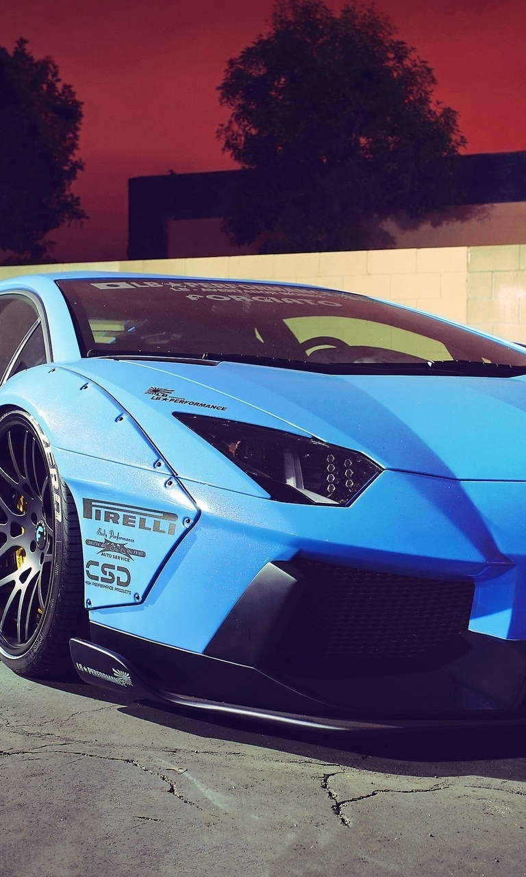 Картинка: Lamborghini, Aventador, blue, голубой, спортивный, суперкар