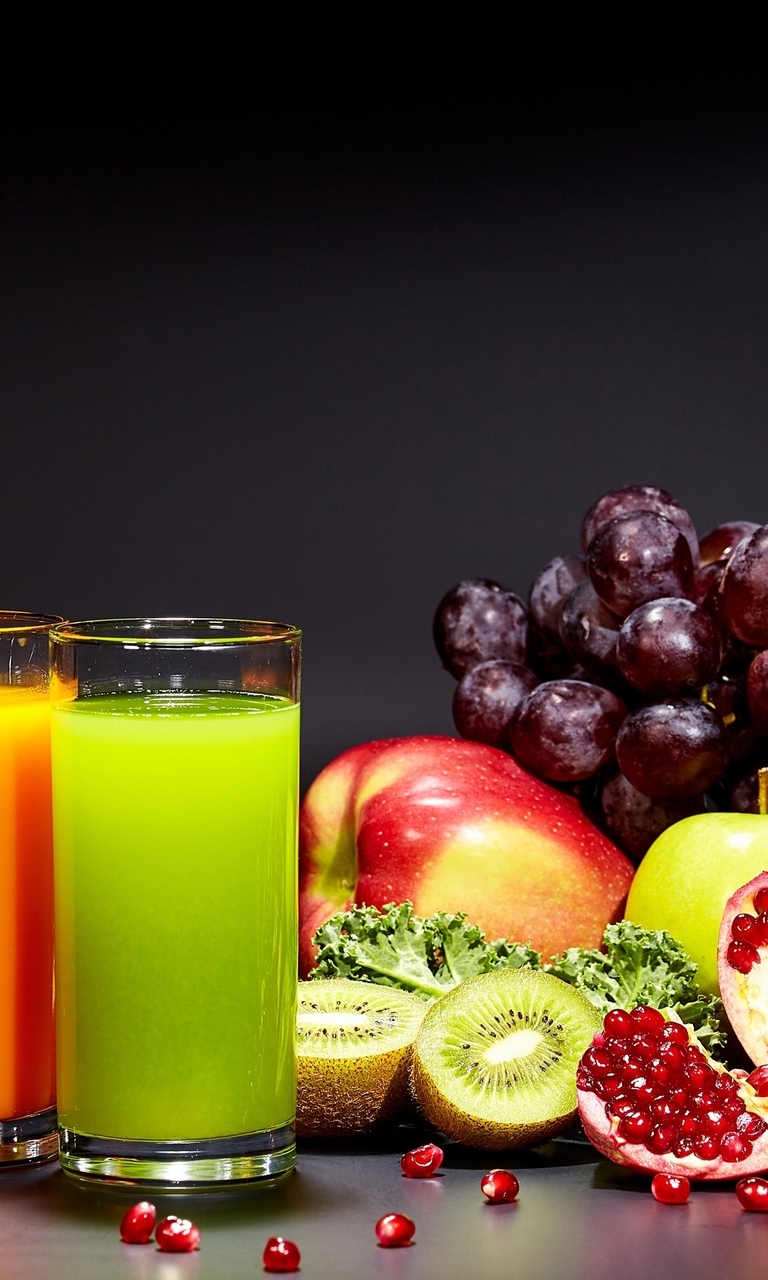 Image: Juice, drink, fruit, pomegranate, apples, kiwi, grapes, mint