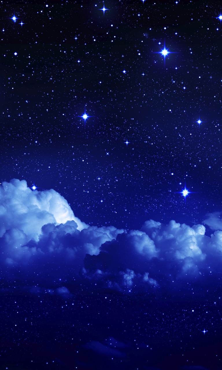 Image: Night, clouds, sky, space, stars, month, moon