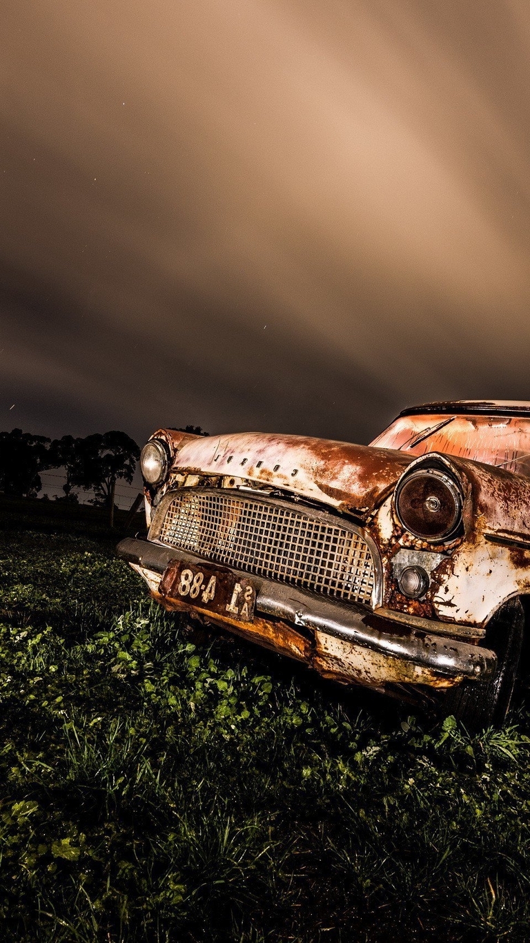 Image: Car, old, rusty, nature, grass