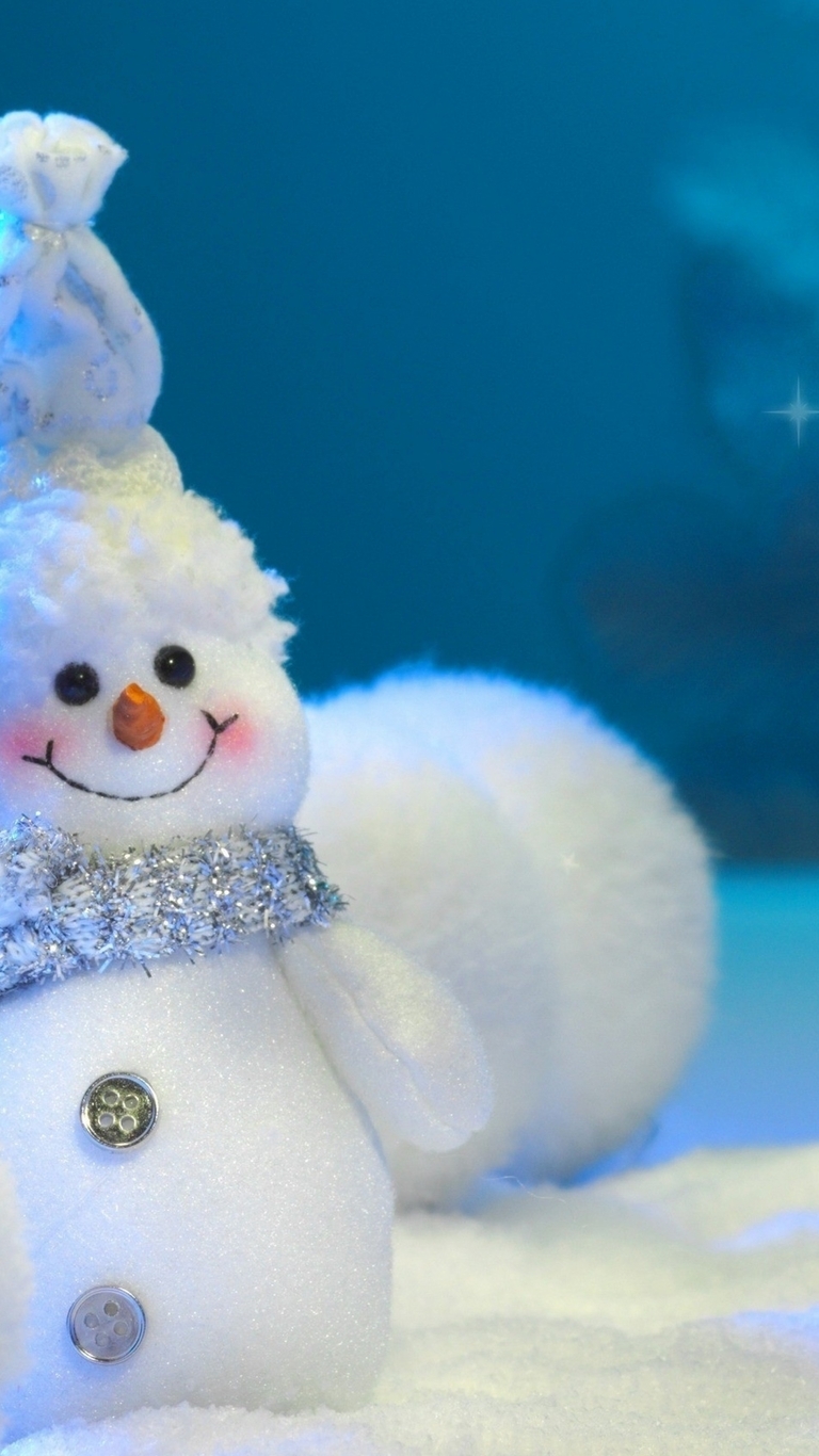 Image: Snowman, smile, buttons, scarf, hat, snow, snow globes, snowflakes, winter, New year
