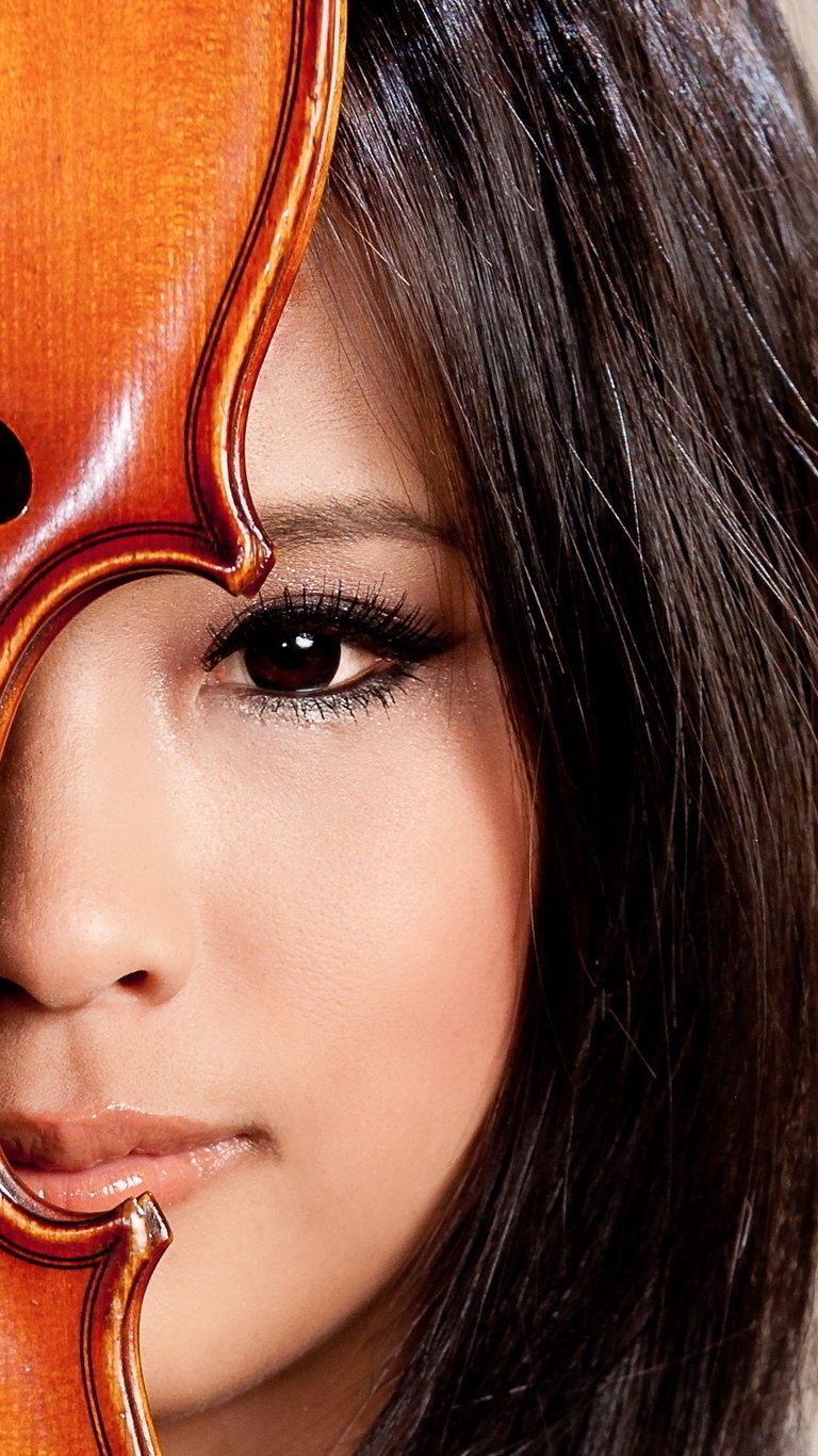 Картинка: Скрипка, струны, девушка, взгляд