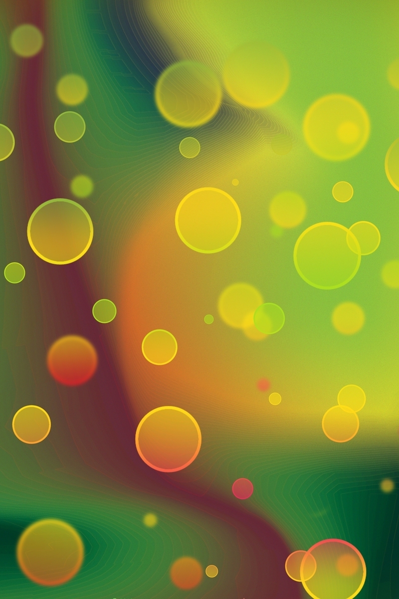Image: Circles, highlights, blurring, green, yellow, ripples