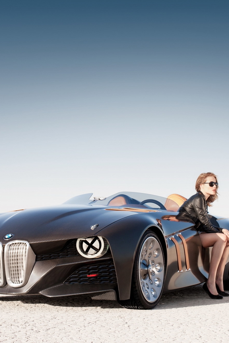 Image: BMW, girl, sitting, desert, style, BMW 328, Hommage