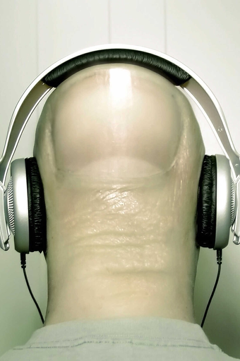 Image: Headphones, head, finger, fingernail, listening, music