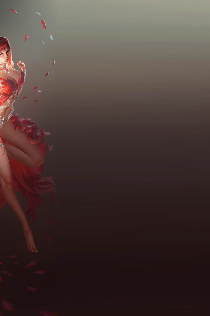 Image: Game, League of Angels, girl, magic, rose, dress, red