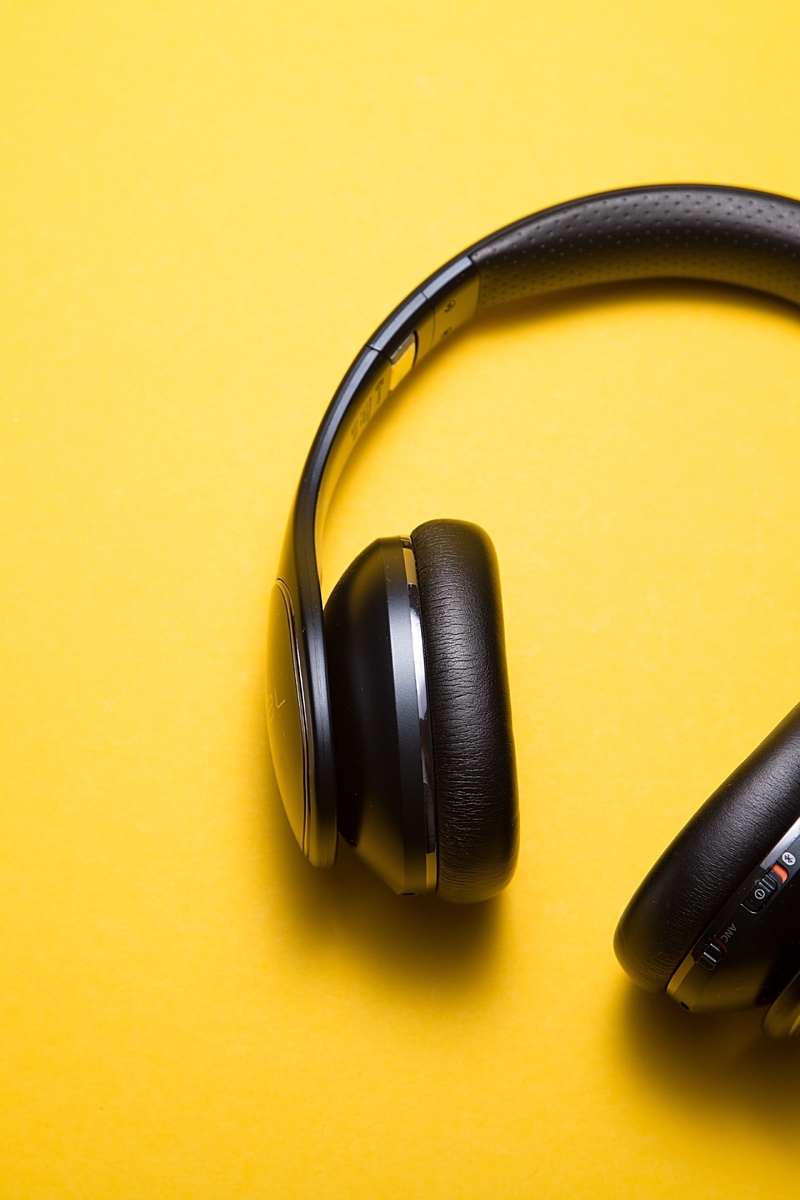 Image: Headphones, instrument, background, yellow