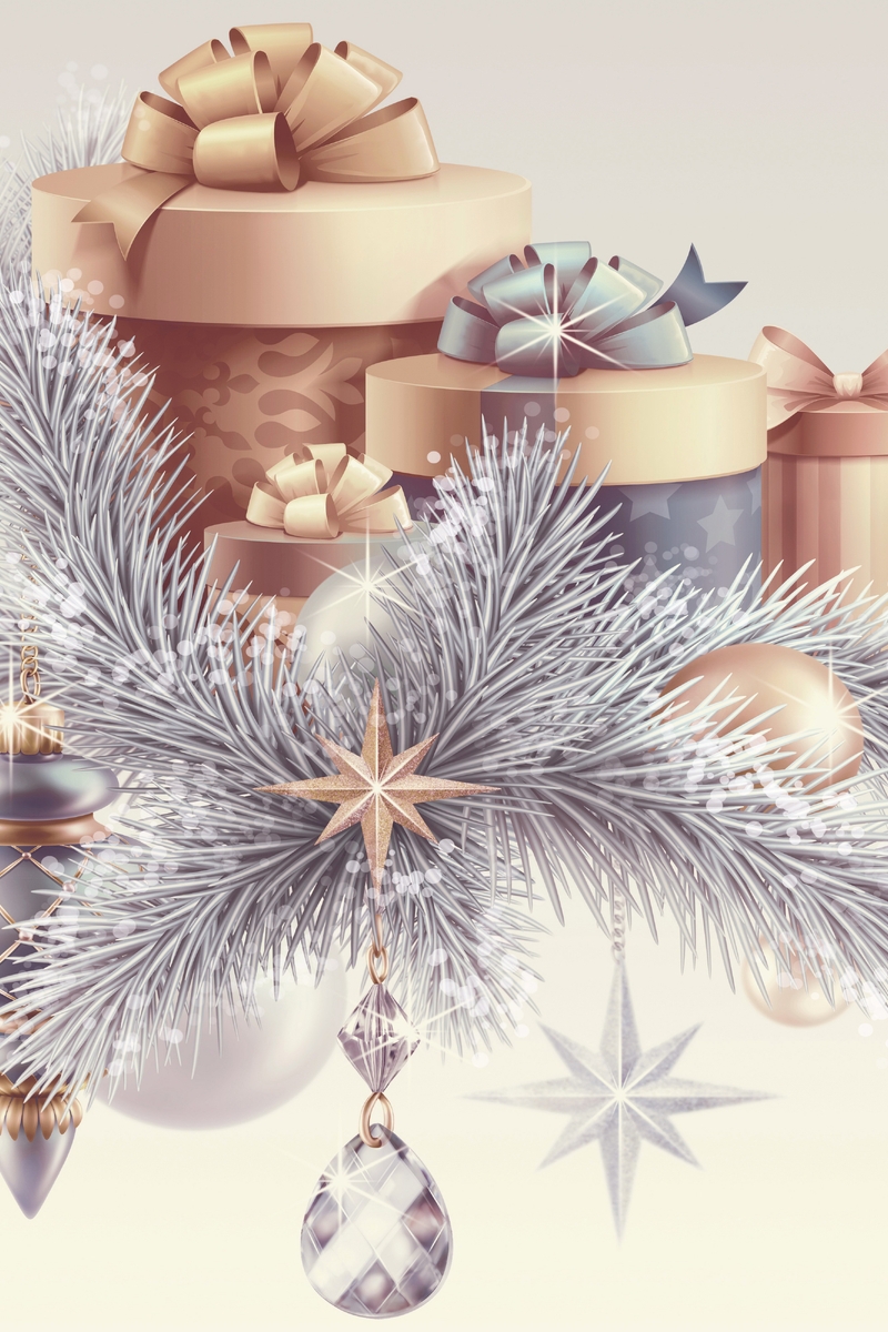 Image: Gifts, fir tree, branches, New year, stars, decorations