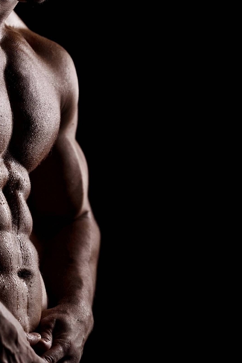 Image: Body, muscles, hands, power, press, male, dark background
