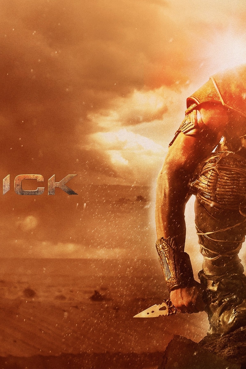 Image: Riddick, sitting, knife, landscape