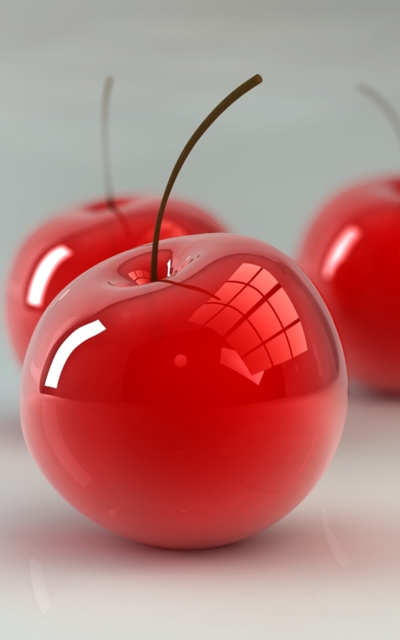 Image: Cherry, red, 3D, three, reflection
