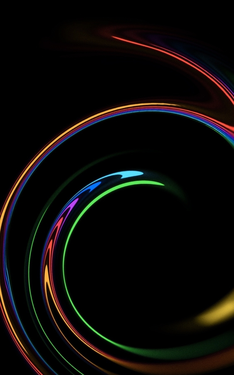 Image: Black background, lines, multi-colored, swirling, effect, spiral