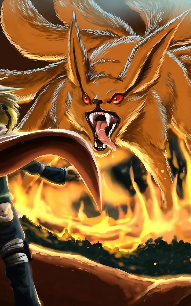 Картинка: Naruto, лис, девятихвостый, демон, Кьюби, Курама, скалится