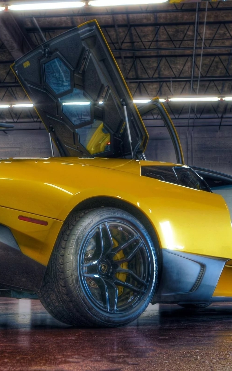 Картинка: Спорткар, Lamborghini Murcielago, LP670-4, SuperVeloce, жёлтый, гараж