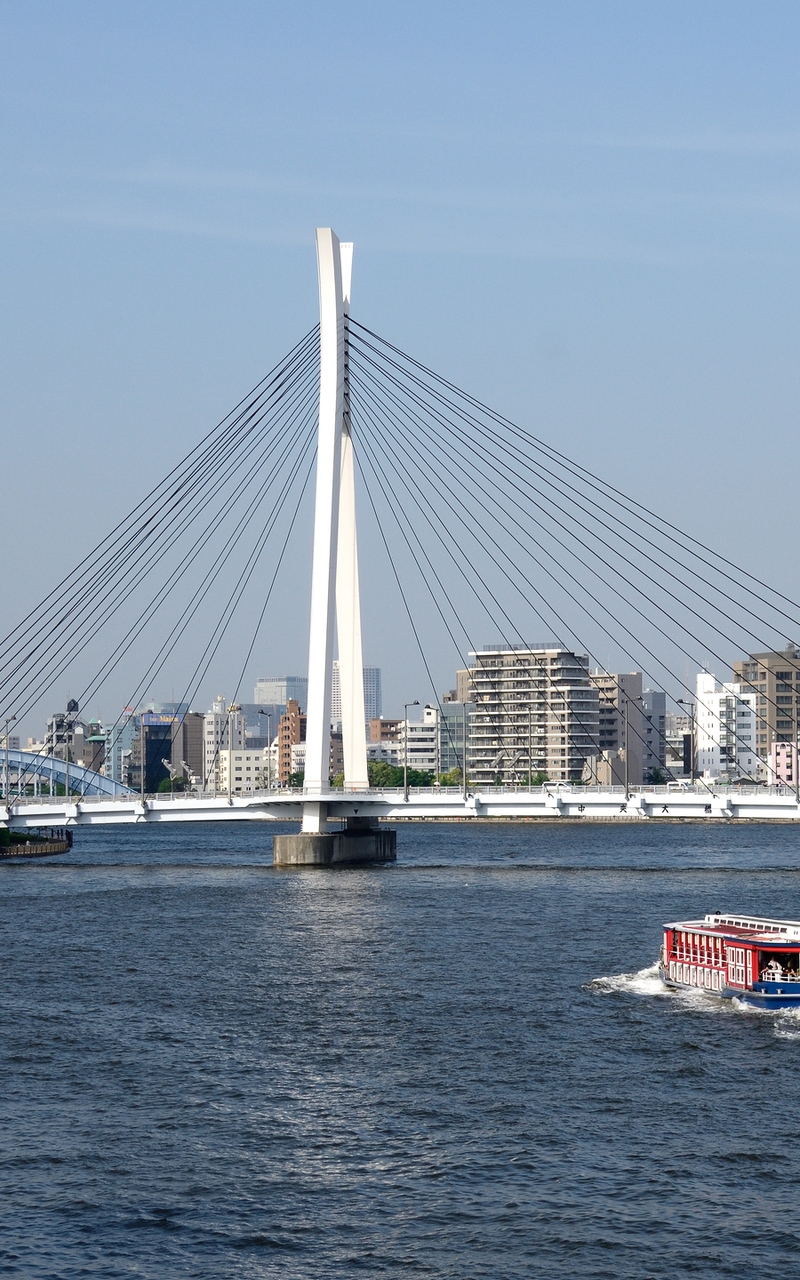 Image: Tokyo, skyscrapers, river Sumida, ship, bridge