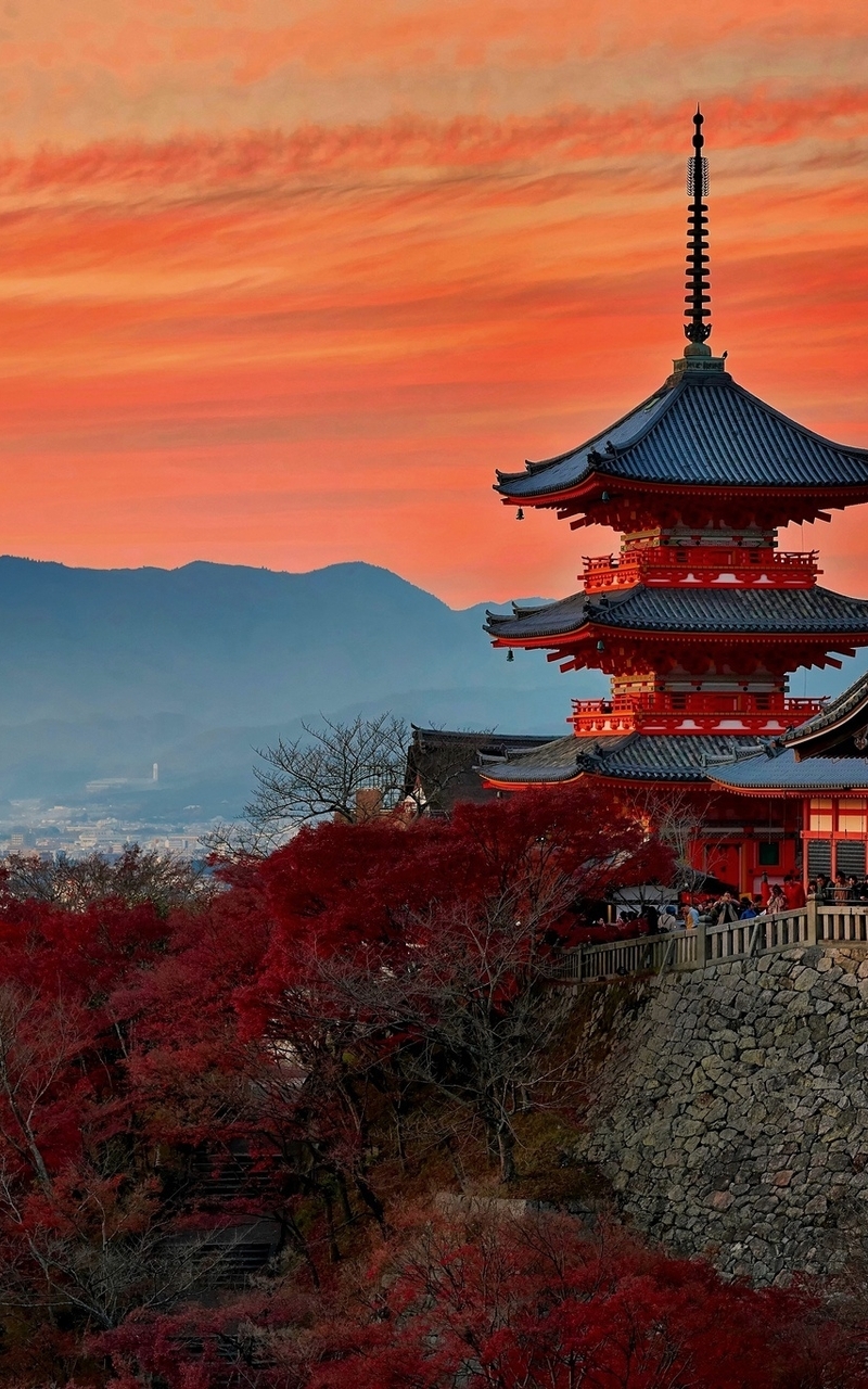 Image: Autumn, Japan, Kyoto, Kyoto Prefecture, Temple, Kiyomizu dera temple, mountain