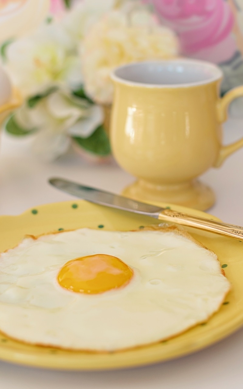 Картинка: Завтрак, утро, жареное яйцо, тарелка