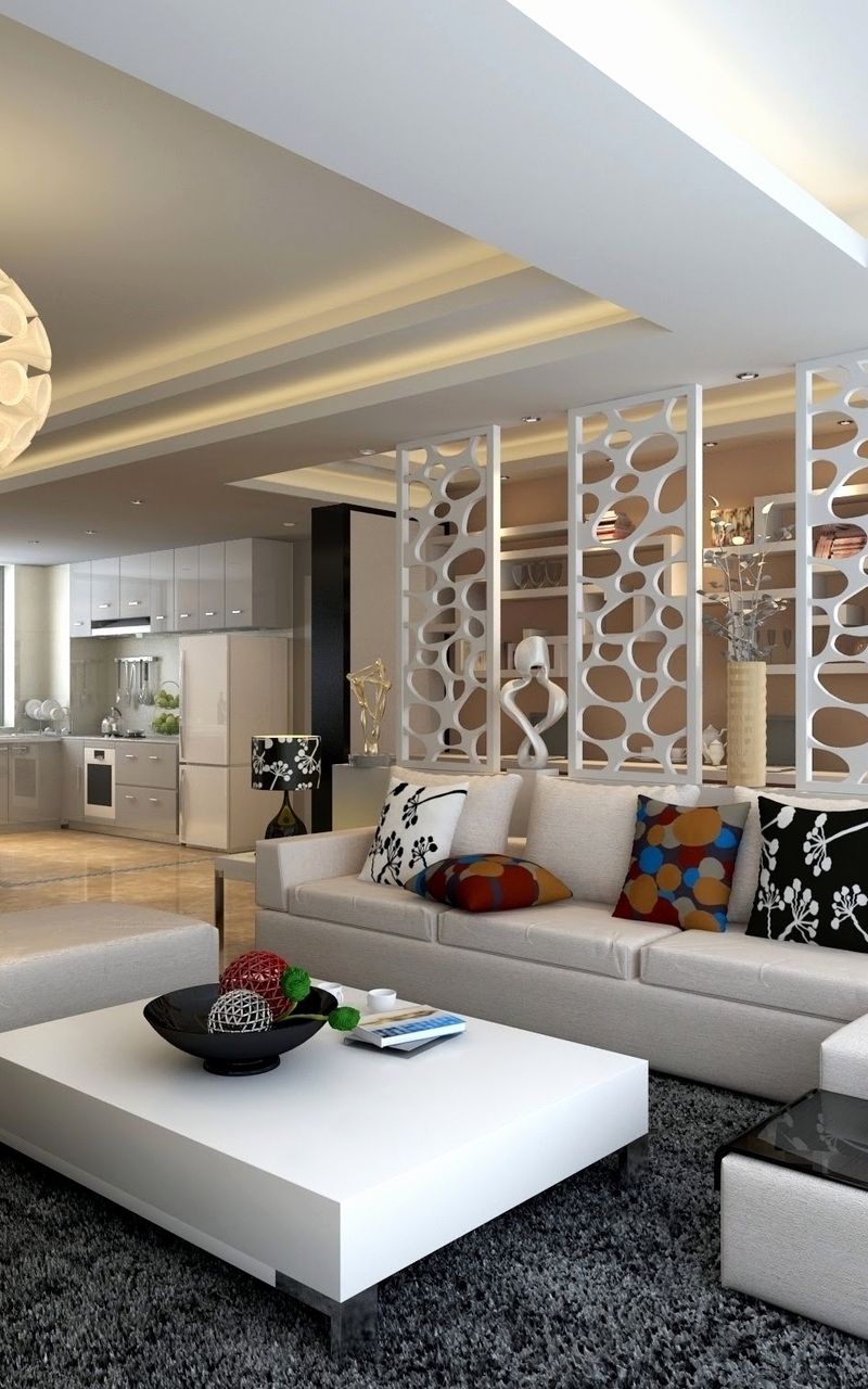 Image: Room, kitchen, bathroom, sofa, cushion, decor, design, idea, table, chandelier, lamps
