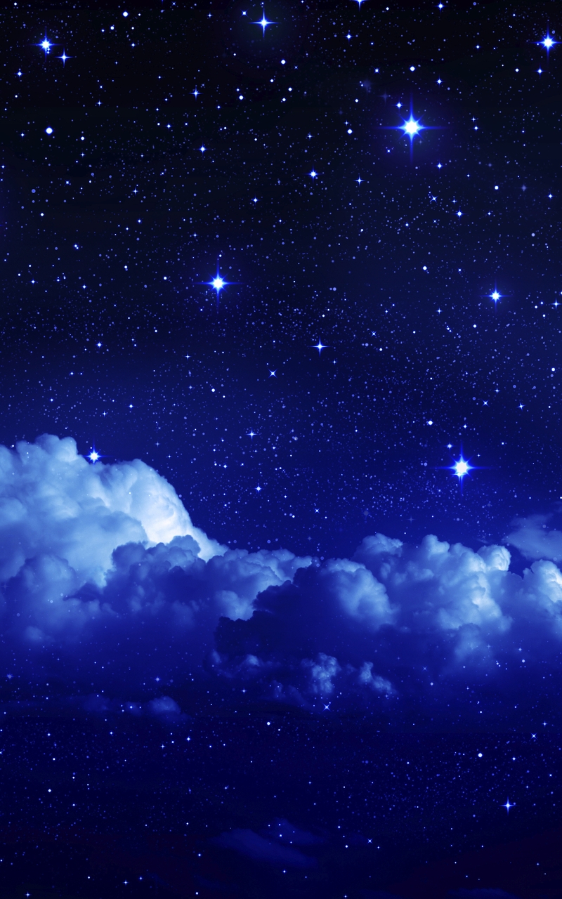 Image: Night, clouds, sky, space, stars, month, moon